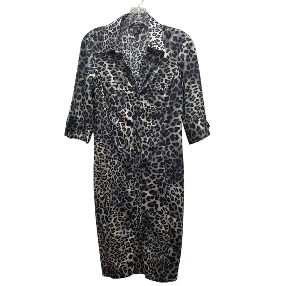 Zara Basic Leopard Print Button Front Dress Anima… - image 1
